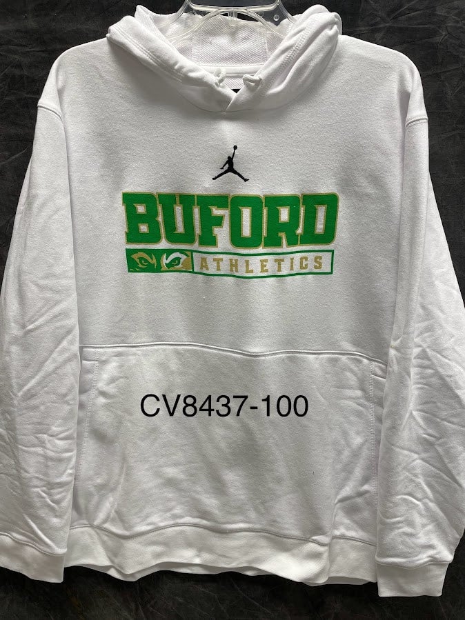 BA 14 CV8437 100 Jordan Team Dri Fit Air Fleece Hoodie White Buford Athletics Buford Athletics